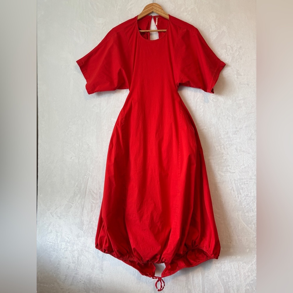Free People womens red bubble dress casual Carmen Tee Midi Dress Size medium - Picture 3 of 15